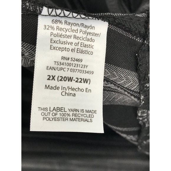 Terra & Sky Peasant Tiered Boho Maxi Dress Black Ikat Striped 2X NEW - Picture 6 of 7